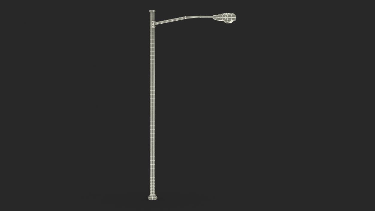 Street Light Pole with Single Lamp 3D model