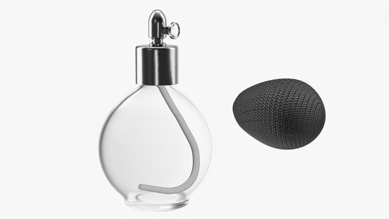 3D Spherical Perfume Bottle with Silver Cap Empty