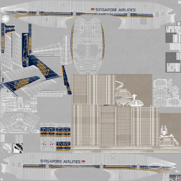 3D model Boeing 777 200ER Singapore Airlines