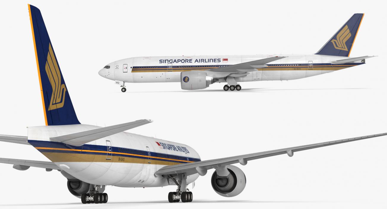 3D model Boeing 777 200ER Singapore Airlines