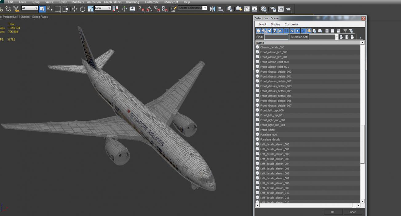 3D model Boeing 777 200ER Singapore Airlines