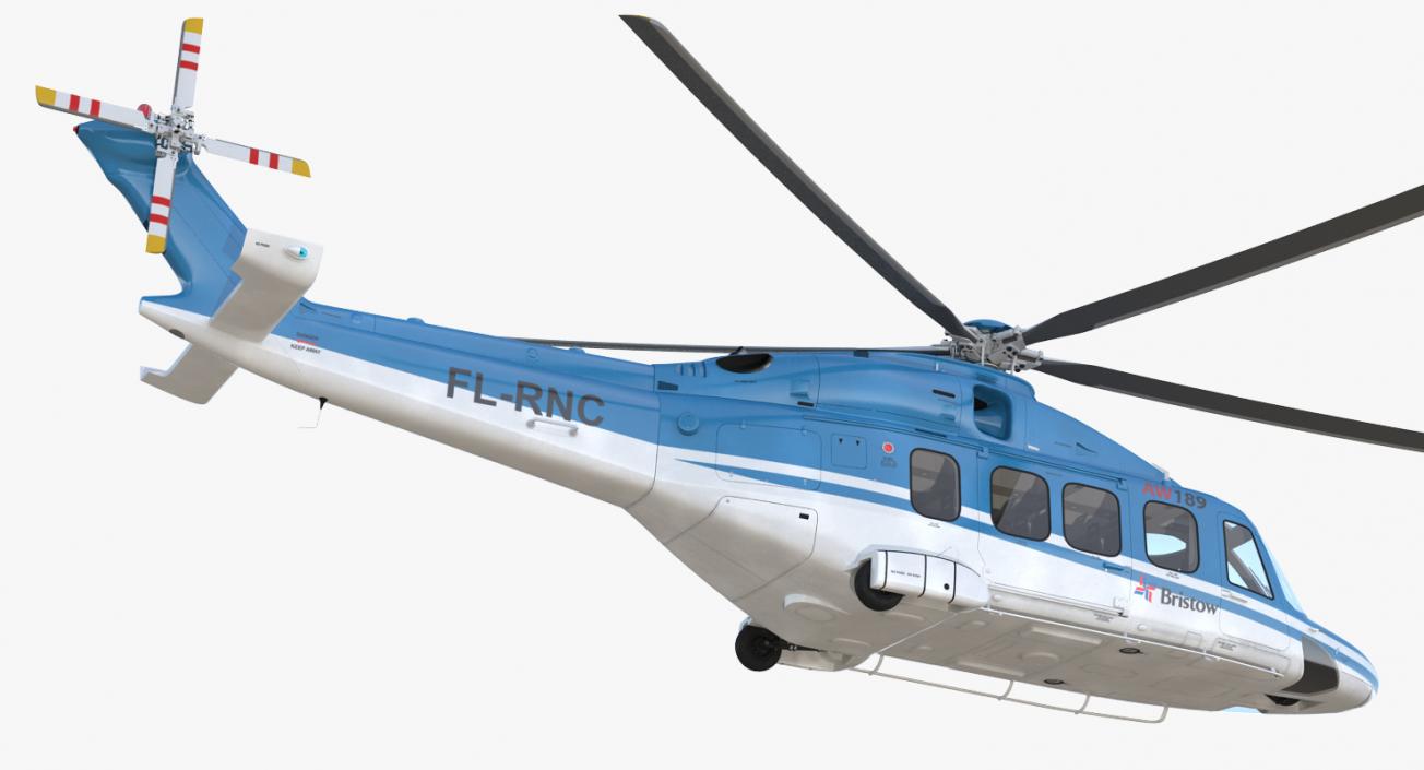 3D model Medium Lift Helicopter AgustaWestland AW189 Rigged