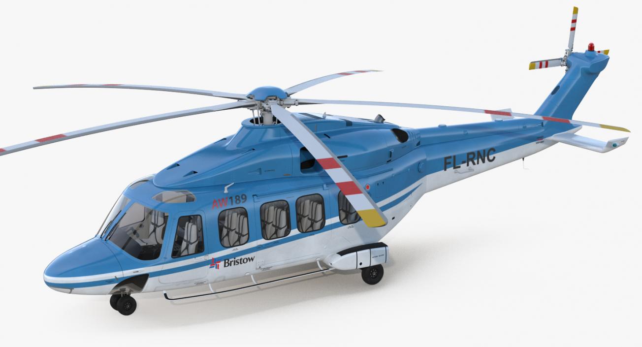 3D model Medium Lift Helicopter AgustaWestland AW189 Rigged