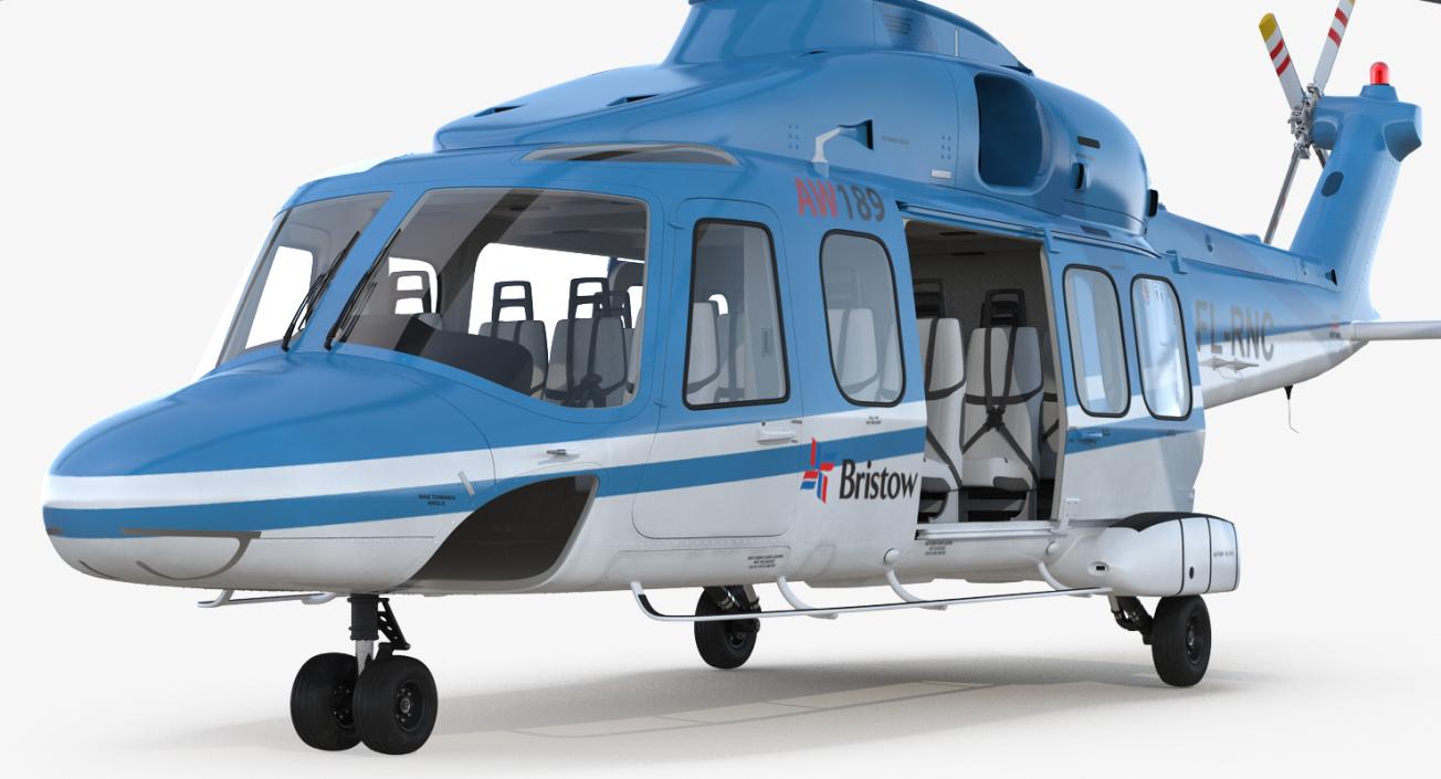 3D model Medium Lift Helicopter AgustaWestland AW189 Rigged