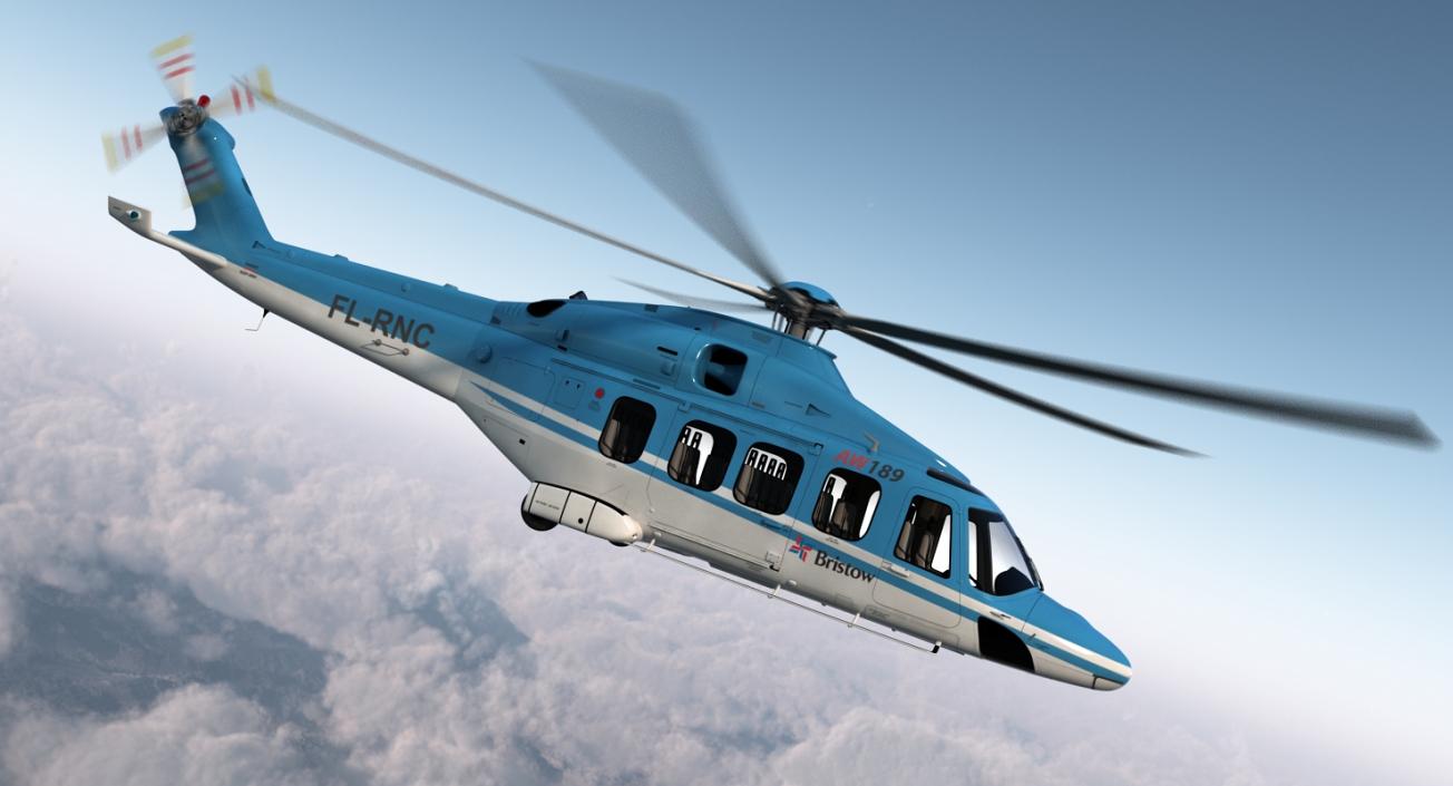 3D model Medium Lift Helicopter AgustaWestland AW189 Rigged