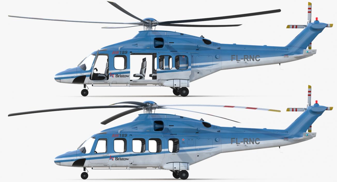 3D model Medium Lift Helicopter AgustaWestland AW189 Rigged