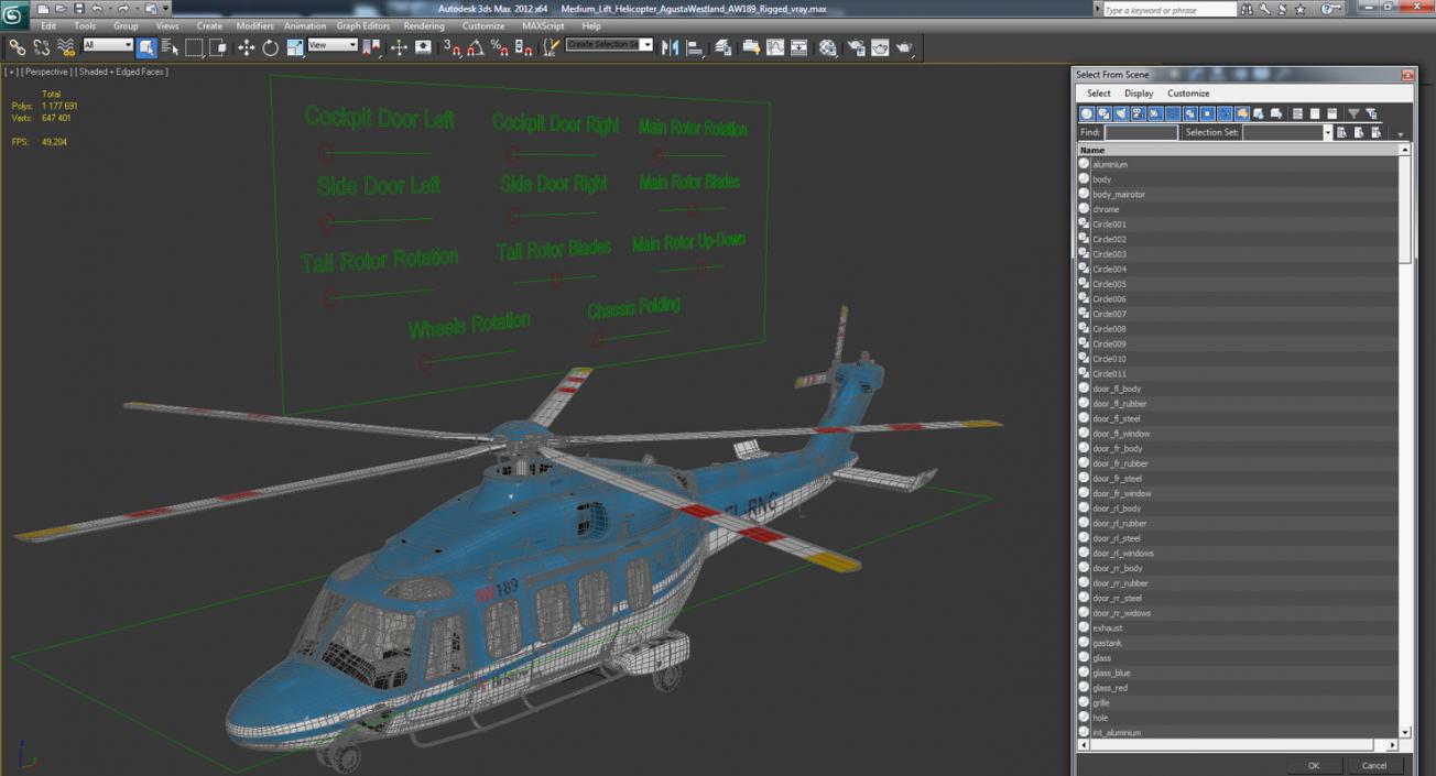 3D model Medium Lift Helicopter AgustaWestland AW189 Rigged