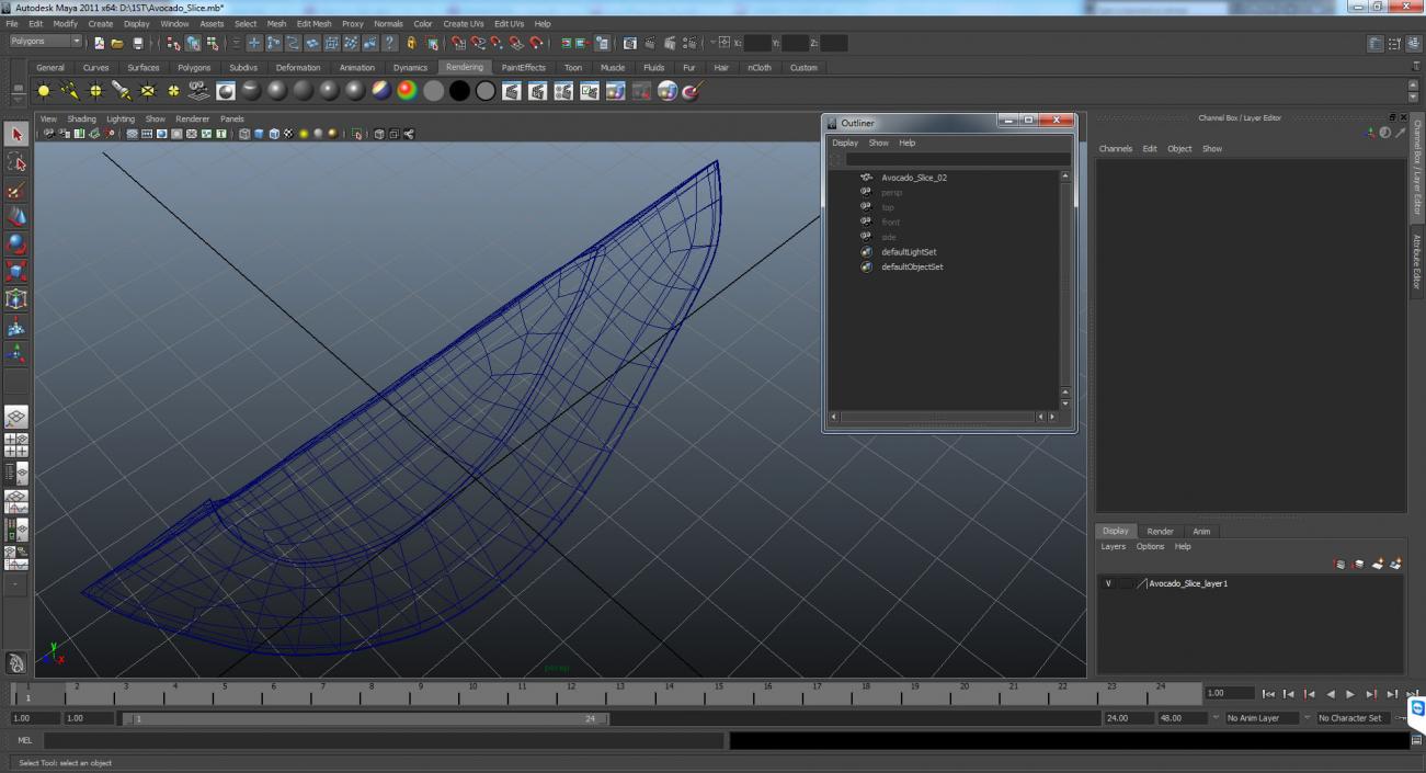 3D Avocado Slice model