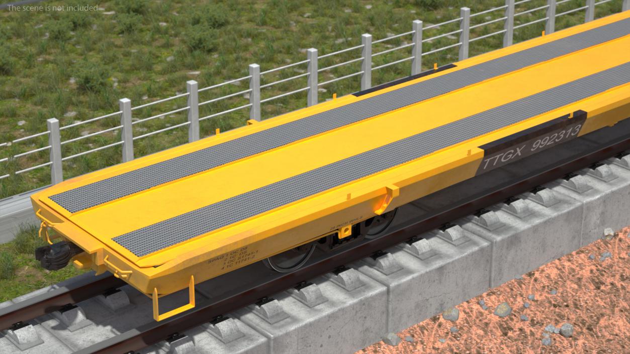 3D model Rail Flatcar Cargo Transporter