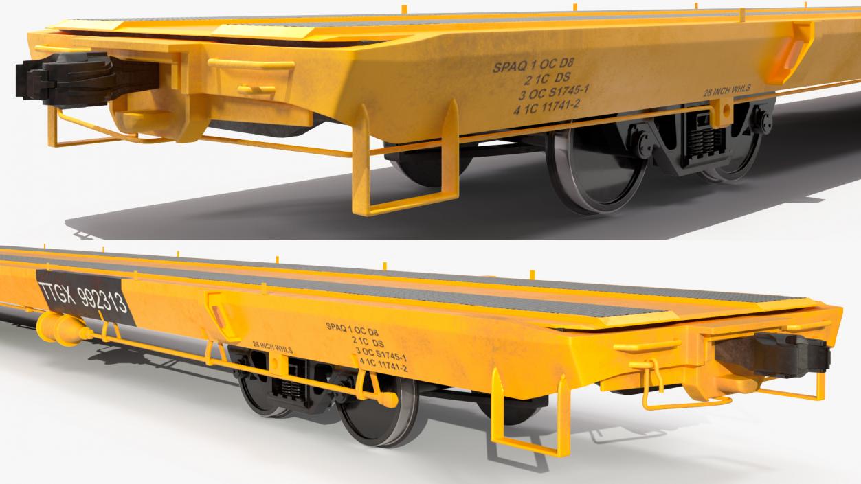 3D model Rail Flatcar Cargo Transporter