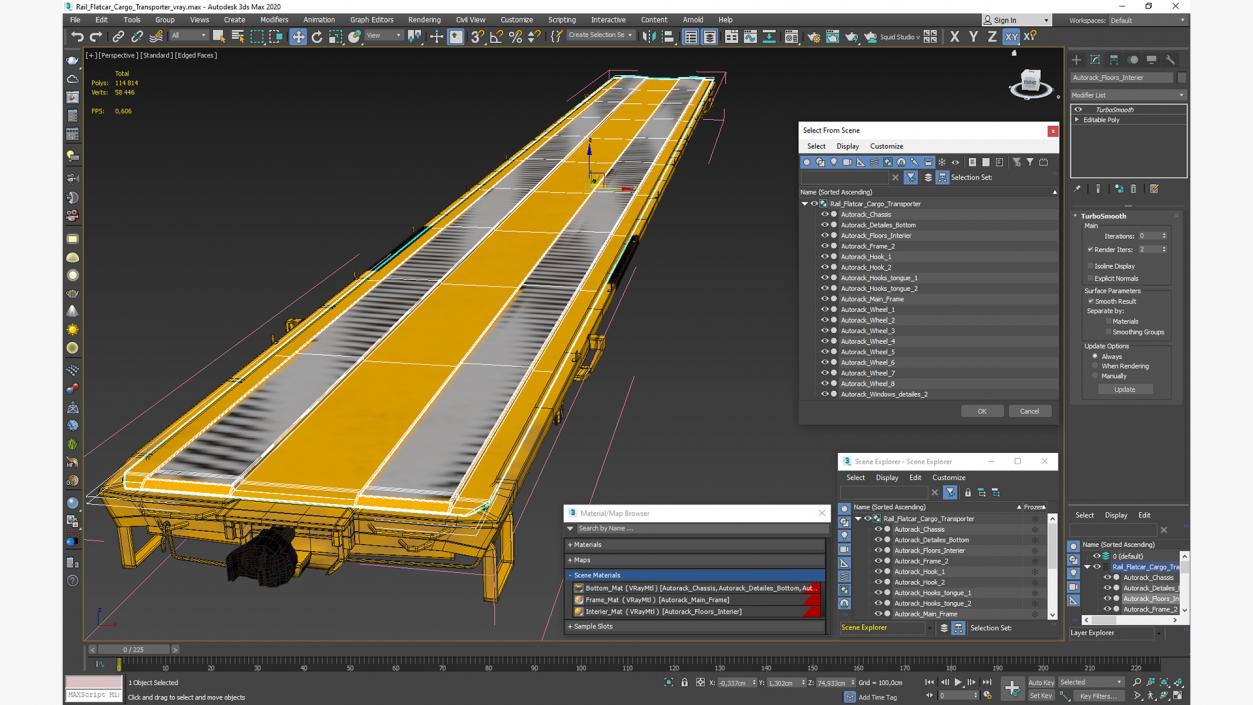 3D model Rail Flatcar Cargo Transporter