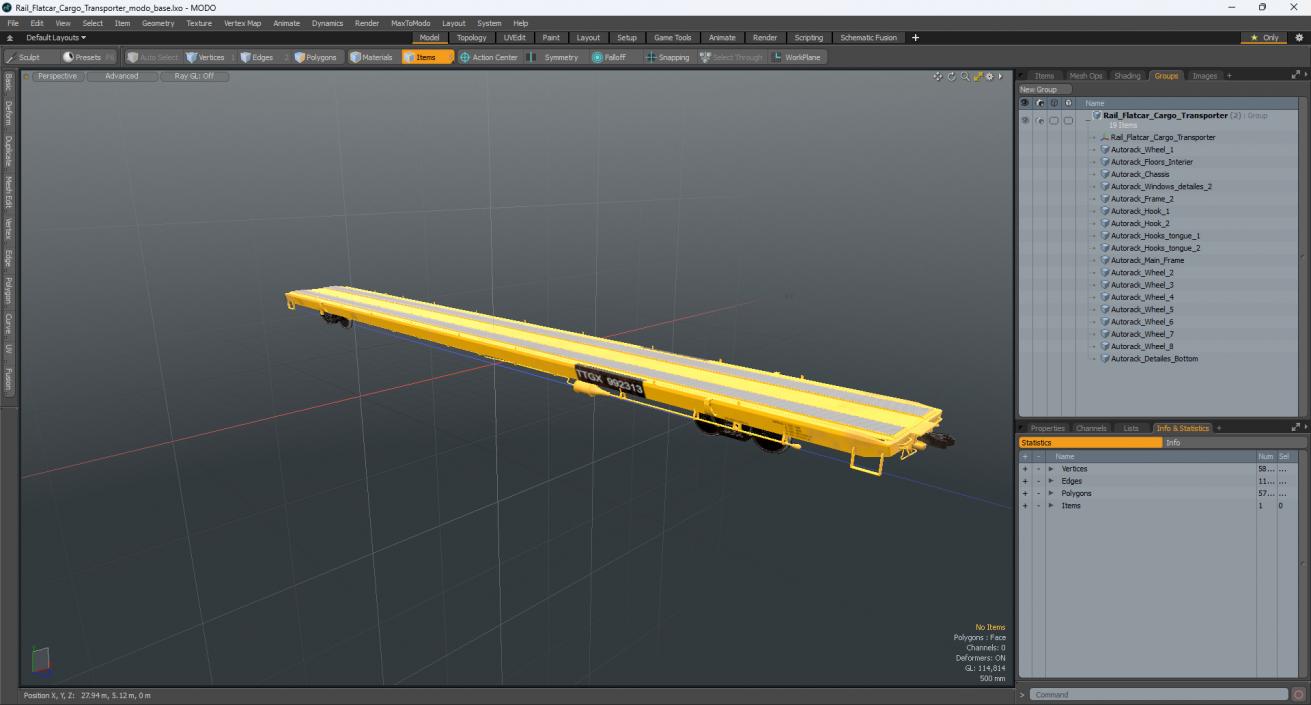 3D model Rail Flatcar Cargo Transporter