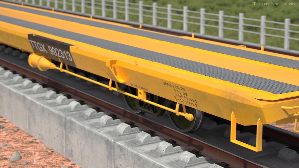 3D model Rail Flatcar Cargo Transporter