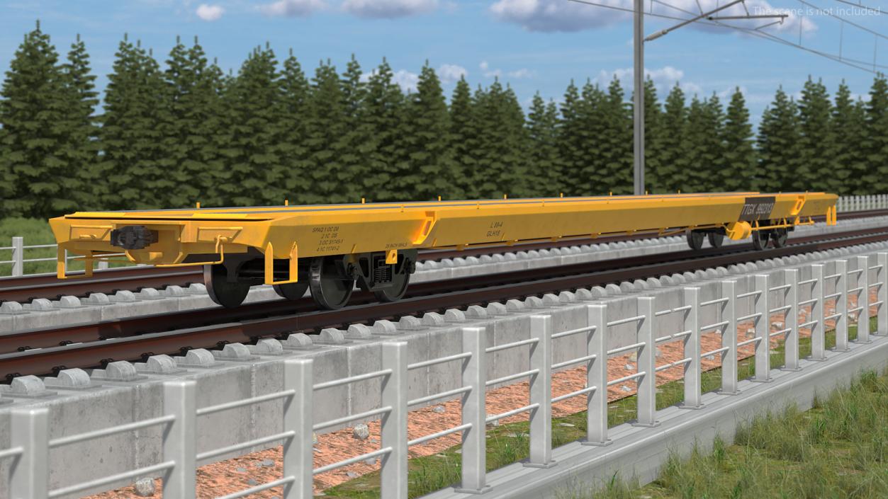 3D model Rail Flatcar Cargo Transporter