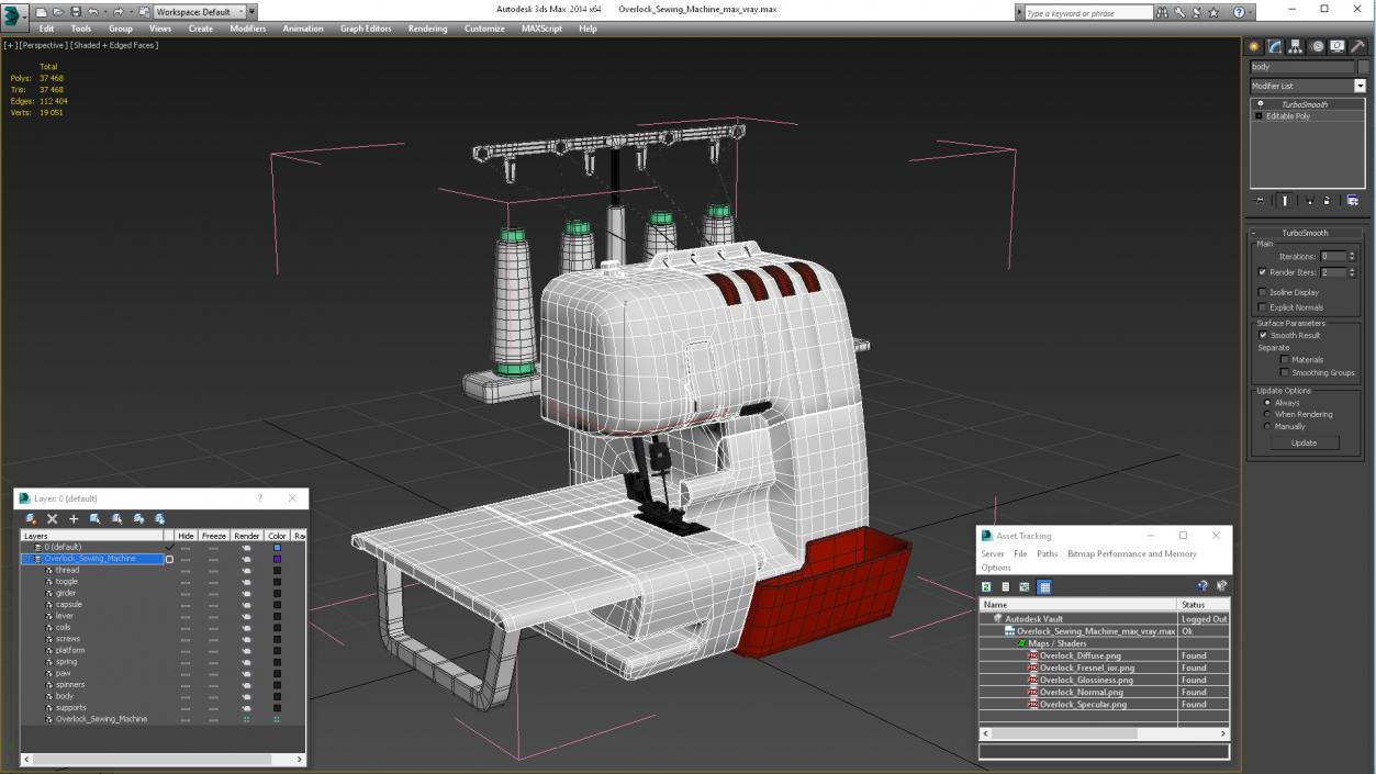 3D Overlock Sewing Machine model