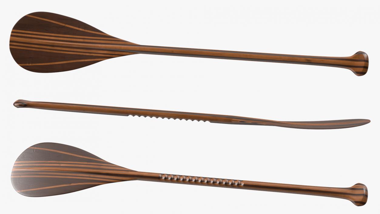 Wood Canoe Paddle with Palm Grip 3D