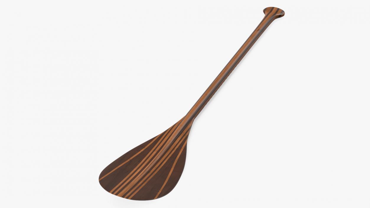 Wood Canoe Paddle with Palm Grip 3D