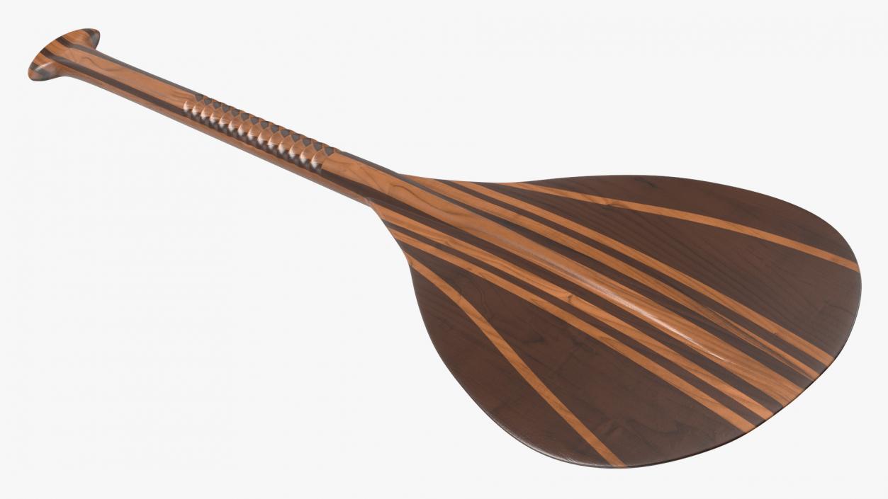 Wood Canoe Paddle with Palm Grip 3D