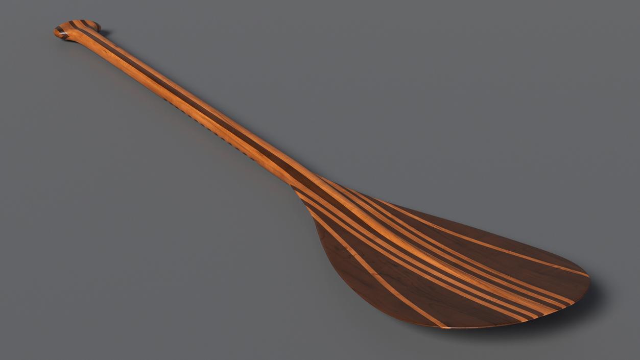 Wood Canoe Paddle with Palm Grip 3D