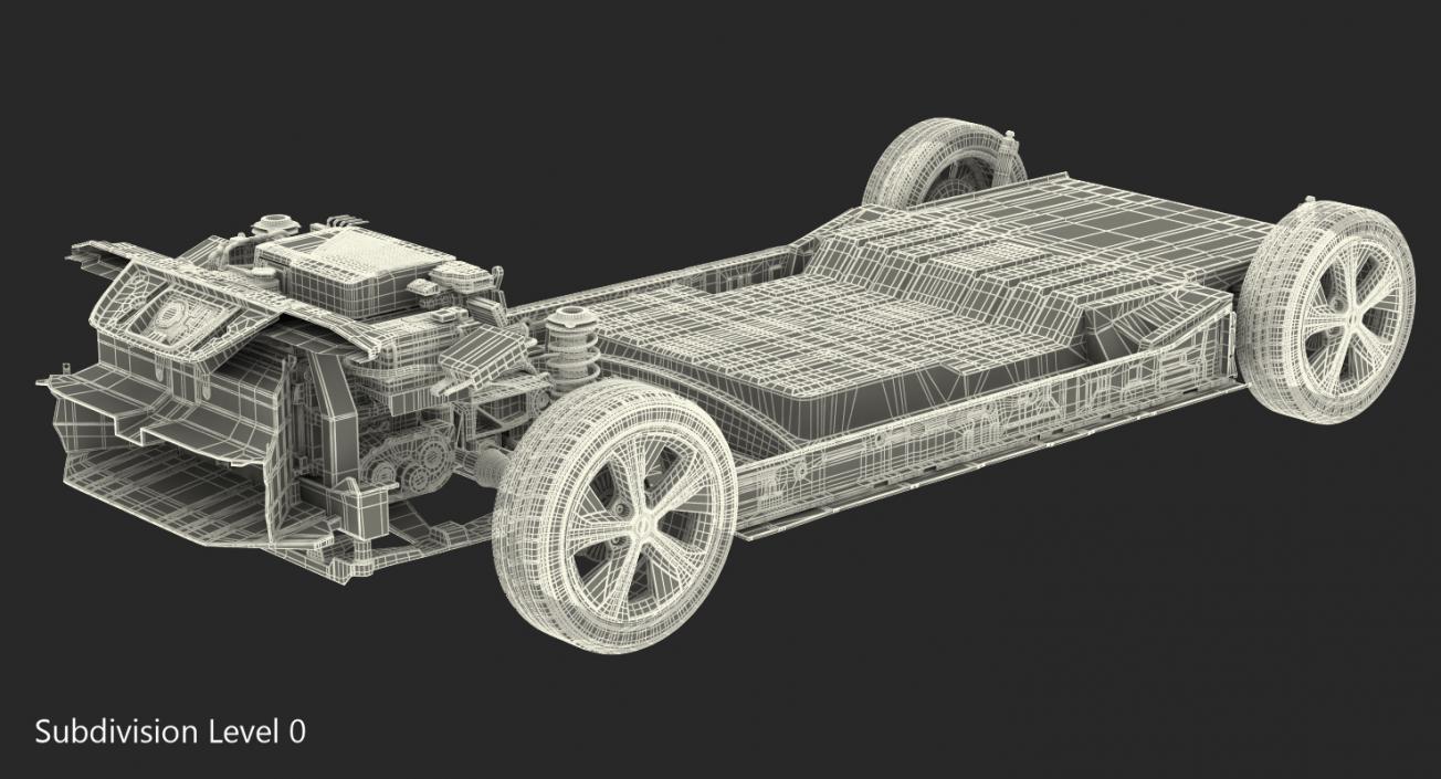 3D model Nissan Leaf Engine and Chassis