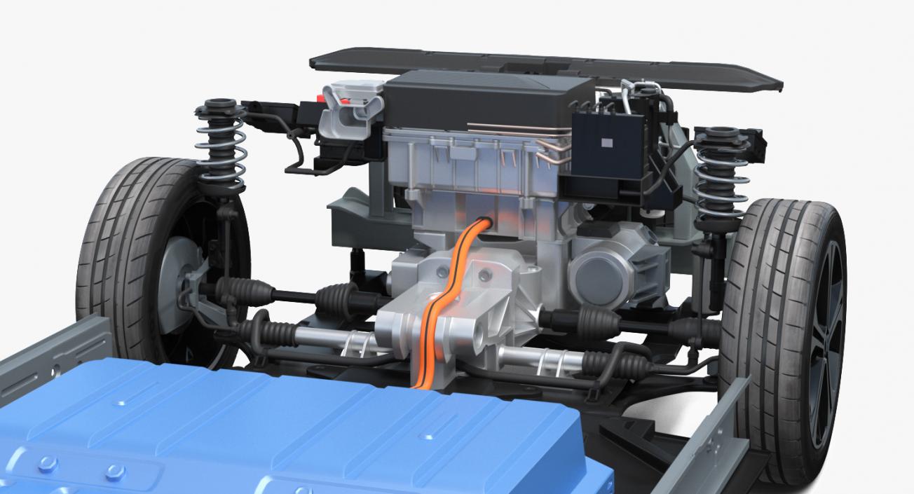 3D model Nissan Leaf Engine and Chassis