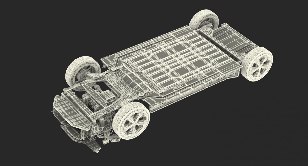 3D model Nissan Leaf Engine and Chassis