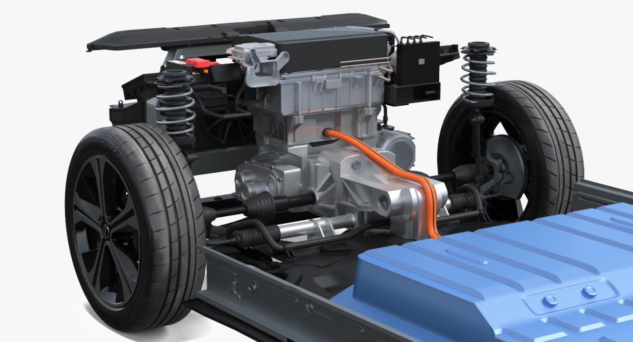 3D model Nissan Leaf Engine and Chassis