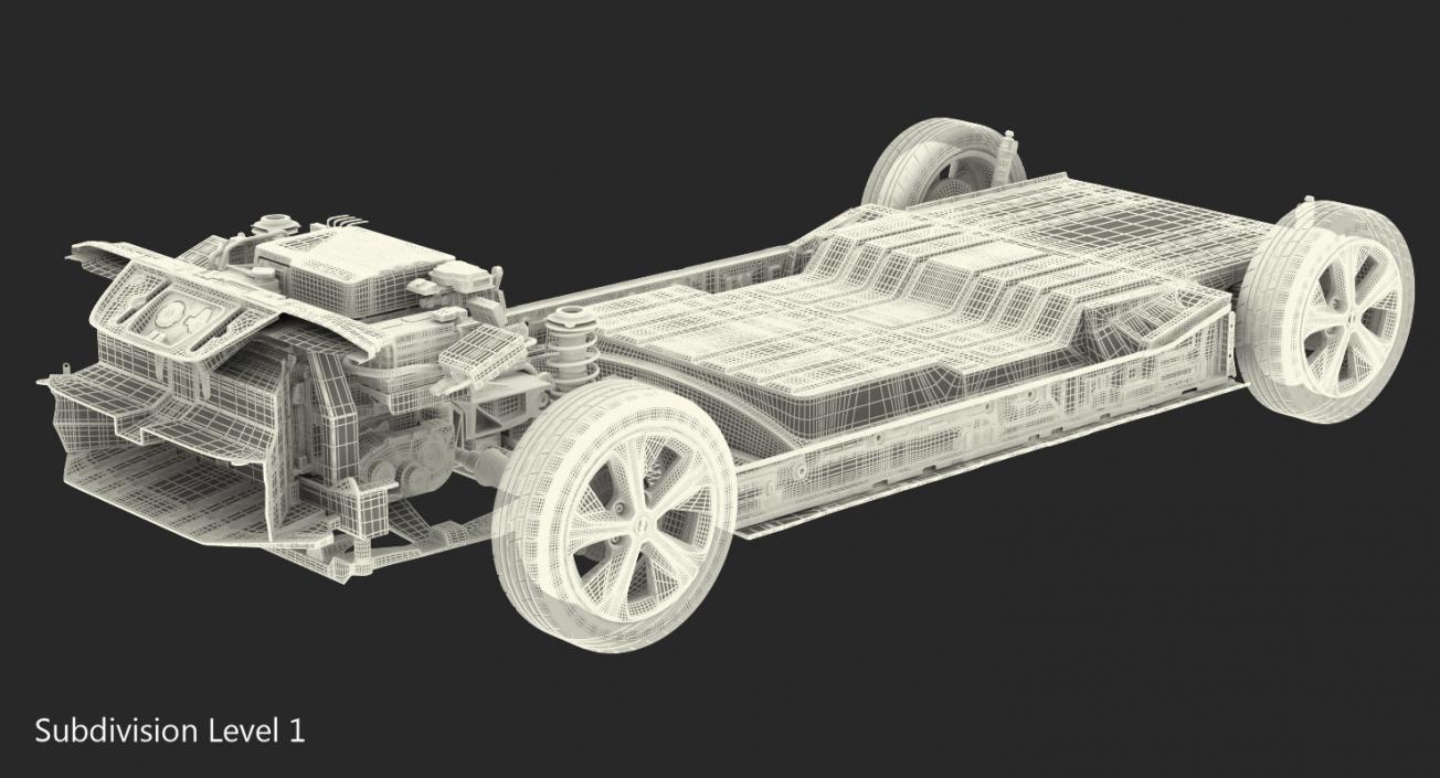 3D model Nissan Leaf Engine and Chassis