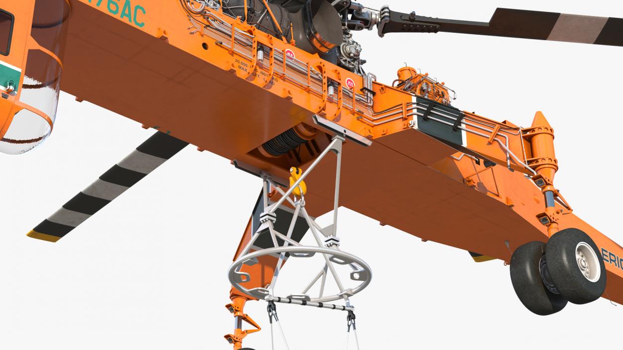 3D Sikorsky S-64 Skycrane Heavy-Lift Helicopter Orange