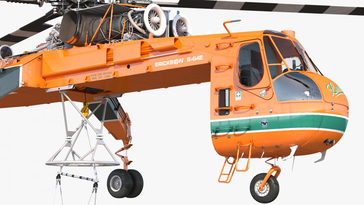 3D Sikorsky S-64 Skycrane Heavy-Lift Helicopter Orange