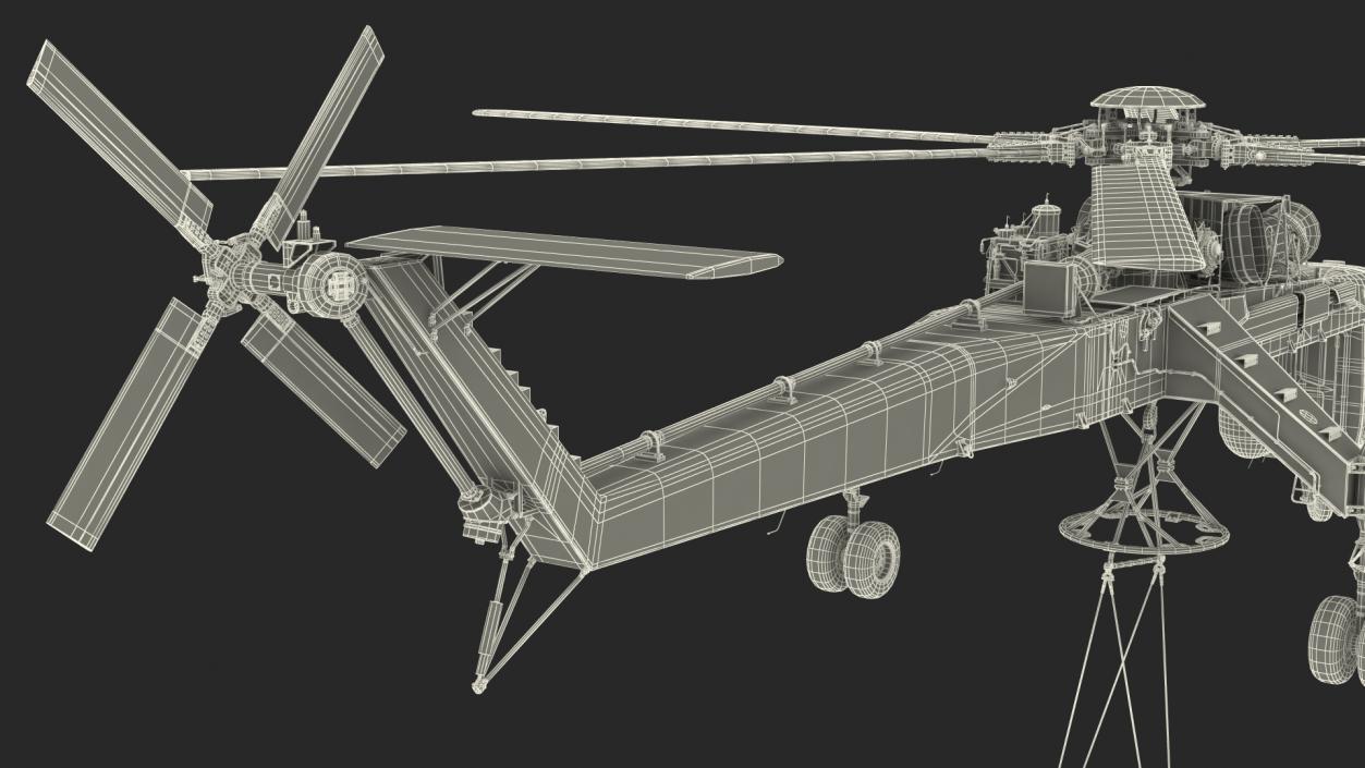 3D Sikorsky S-64 Skycrane Heavy-Lift Helicopter Orange