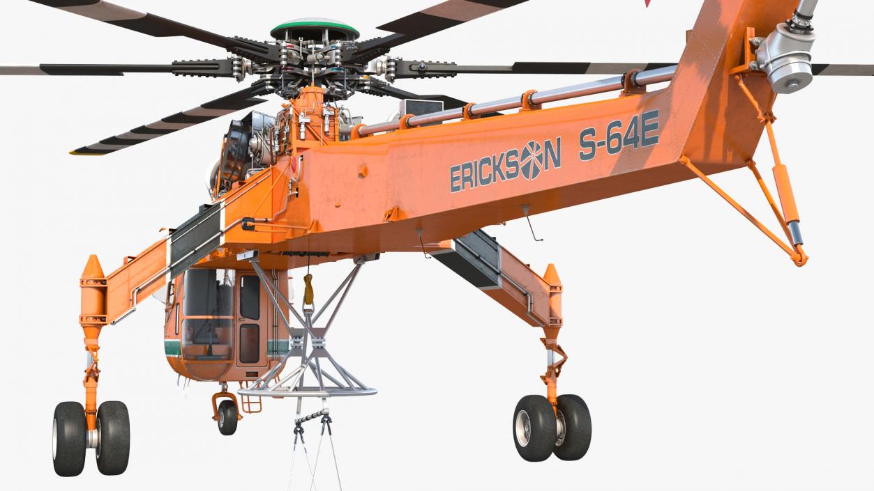 3D Sikorsky S-64 Skycrane Heavy-Lift Helicopter Orange