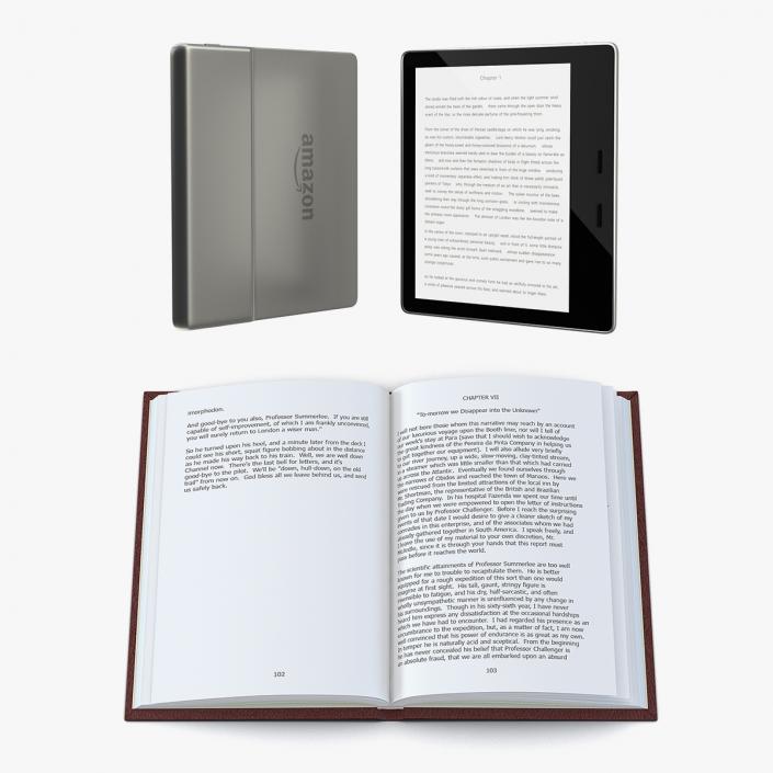 3D model Paper Book with E-Reader Collection