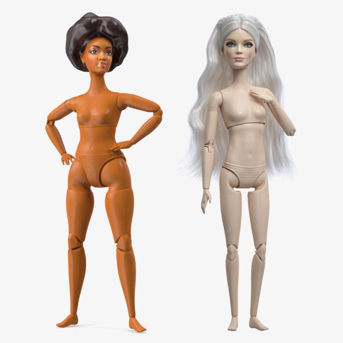 3D Nude Barbie Dolls Collection model