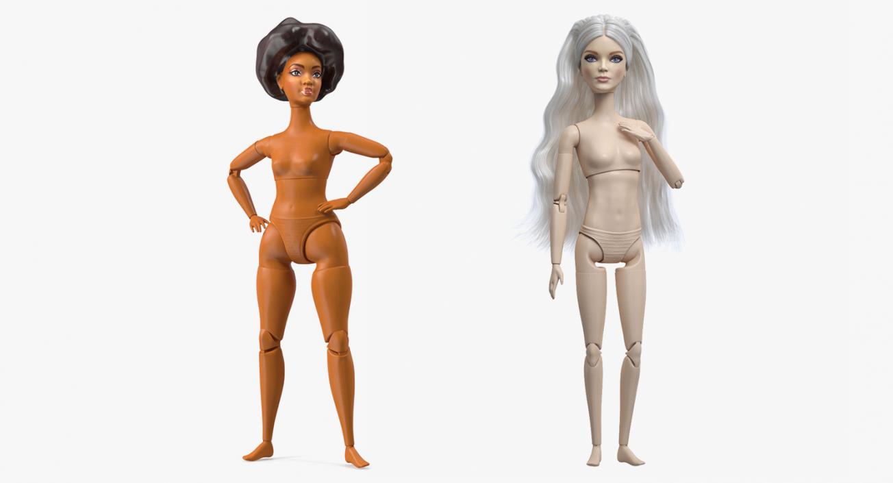 3D Nude Barbie Dolls Collection model