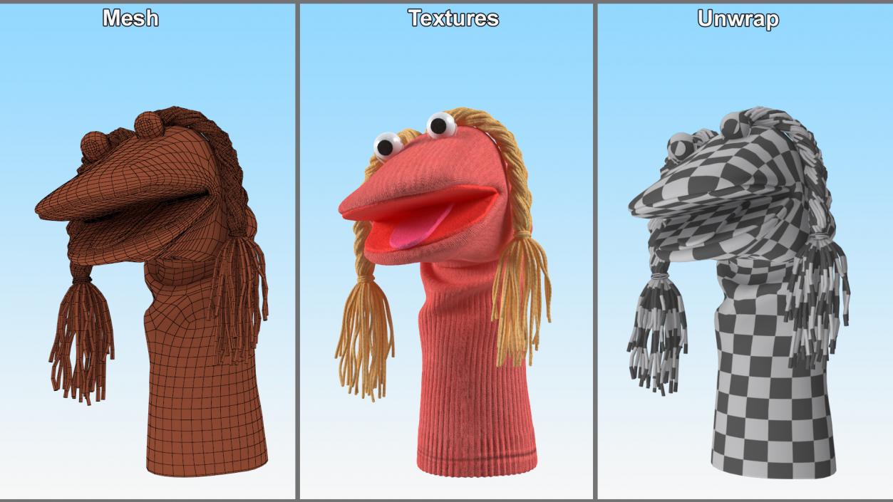 3D Hand Puppet Characters Collection model