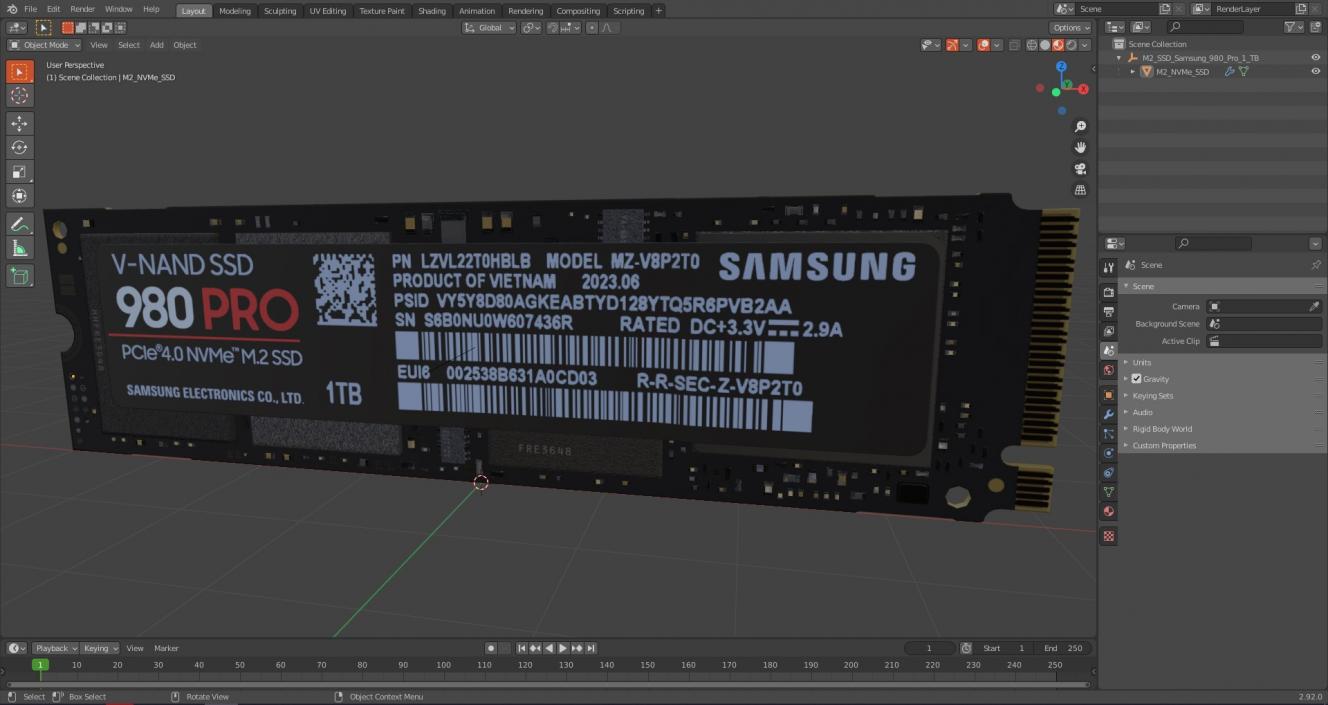 M2 SSD Samsung 980 Pro 1 TB 3D