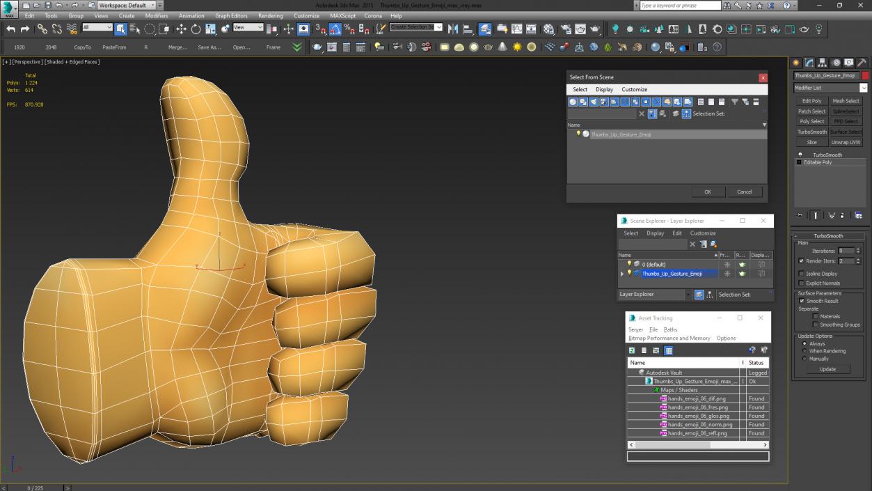 3D Thumbs Up Gesture Emoji model