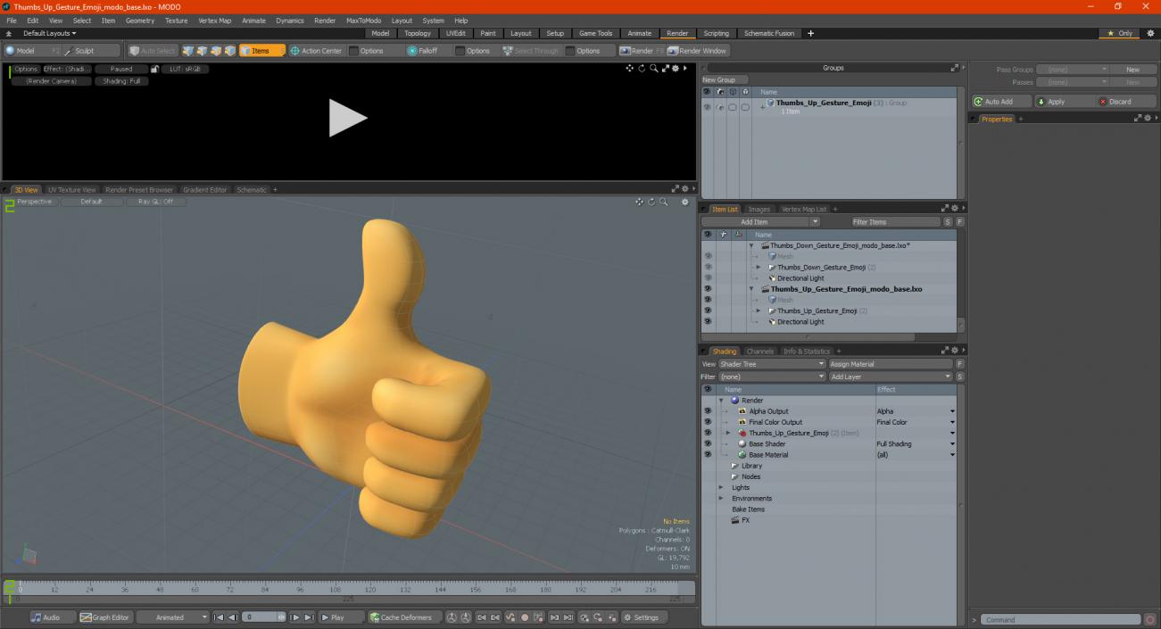 3D Thumbs Up Gesture Emoji model