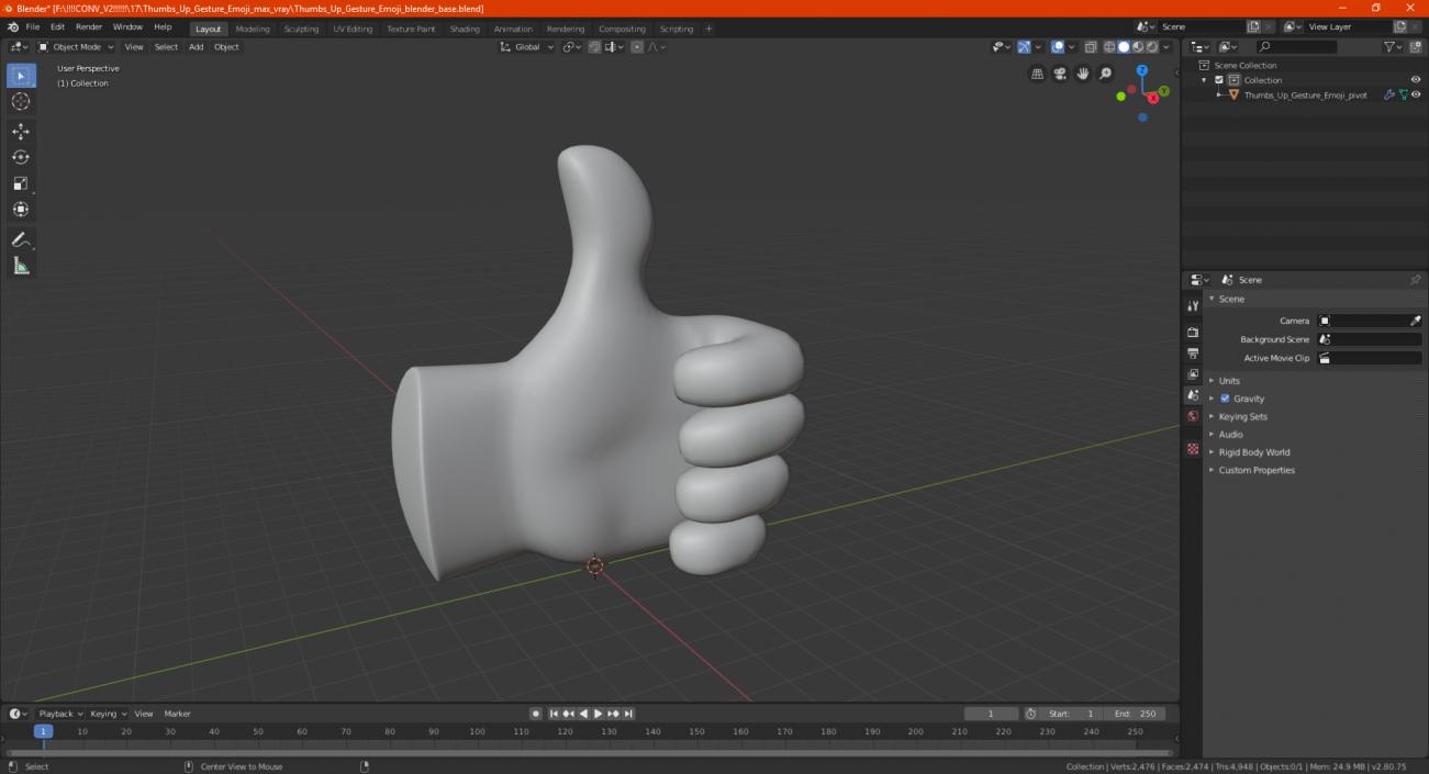 3D Thumbs Up Gesture Emoji model