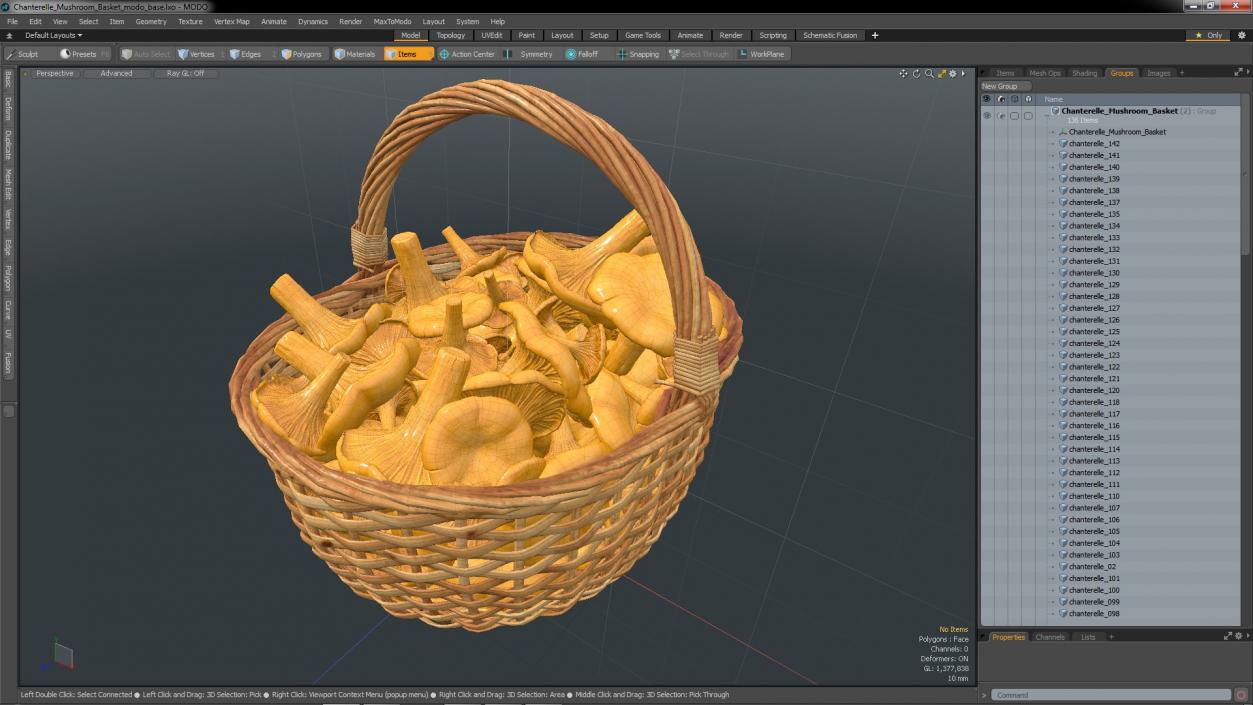 Chanterelle Mushroom Basket 3D