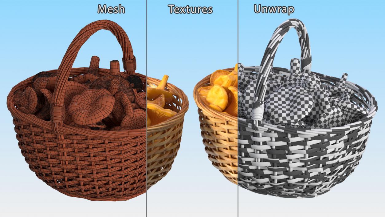 Chanterelle Mushroom Basket 3D