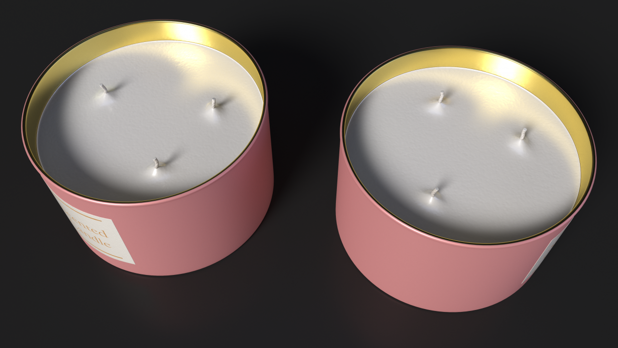 Scented Candle Pink with 3 Wicks 3D