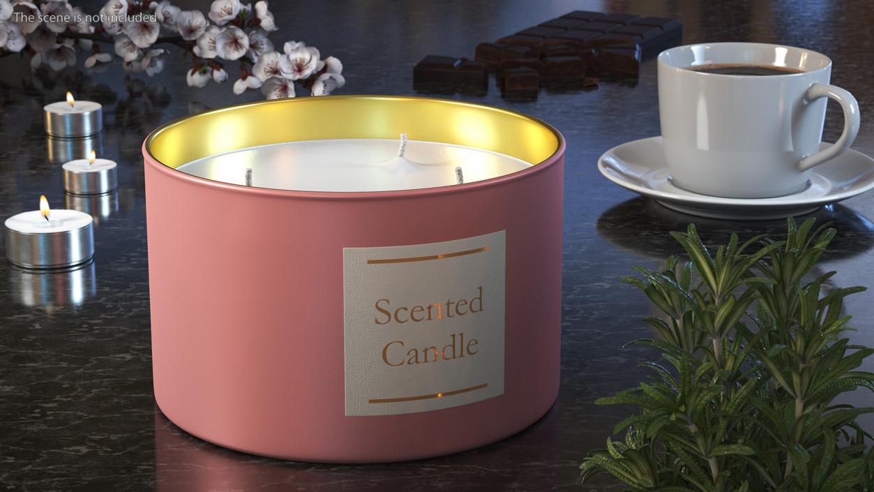 Scented Candle Pink with 3 Wicks 3D