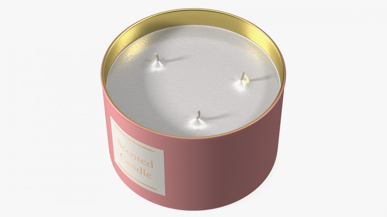 Scented Candle Pink with 3 Wicks 3D