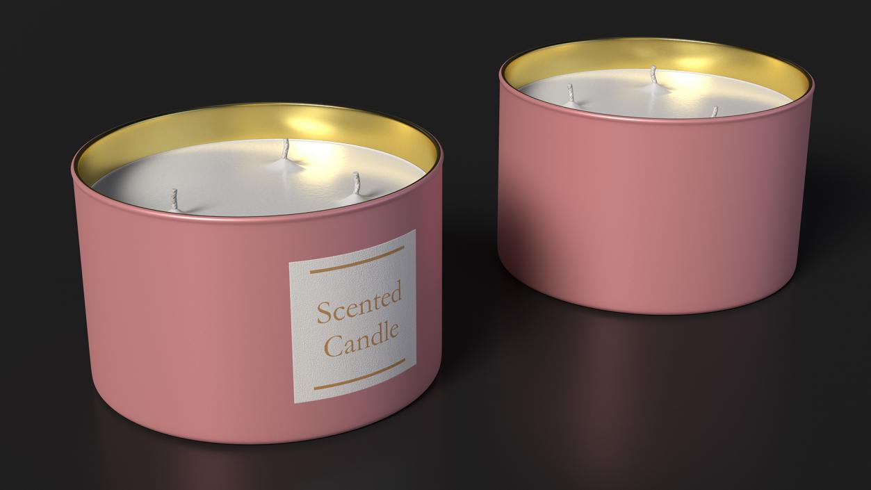 Scented Candle Pink with 3 Wicks 3D