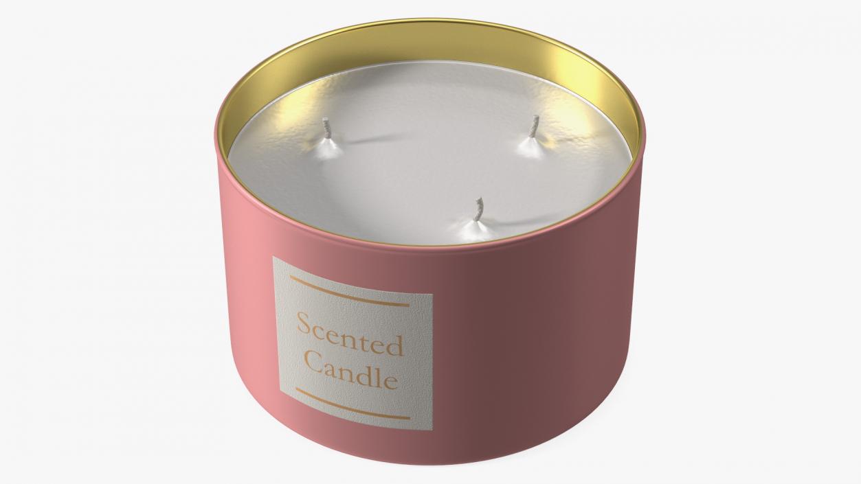 Scented Candle Pink with 3 Wicks 3D