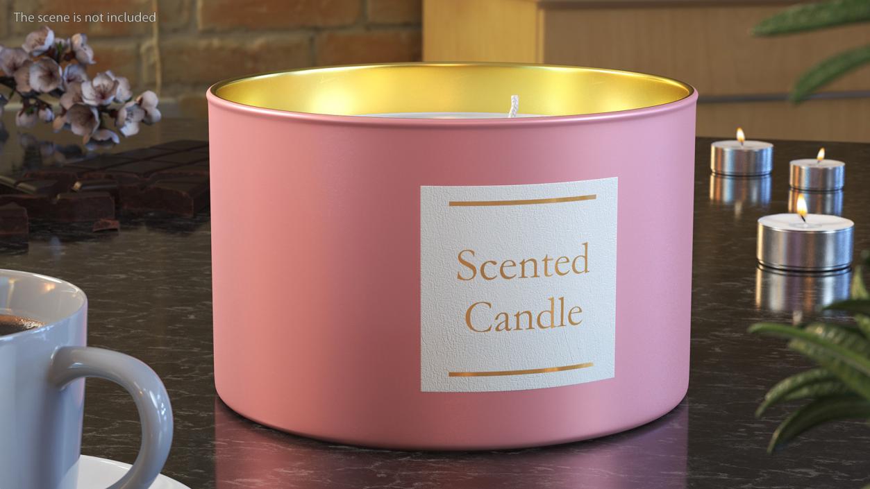 Scented Candle Pink with 3 Wicks 3D