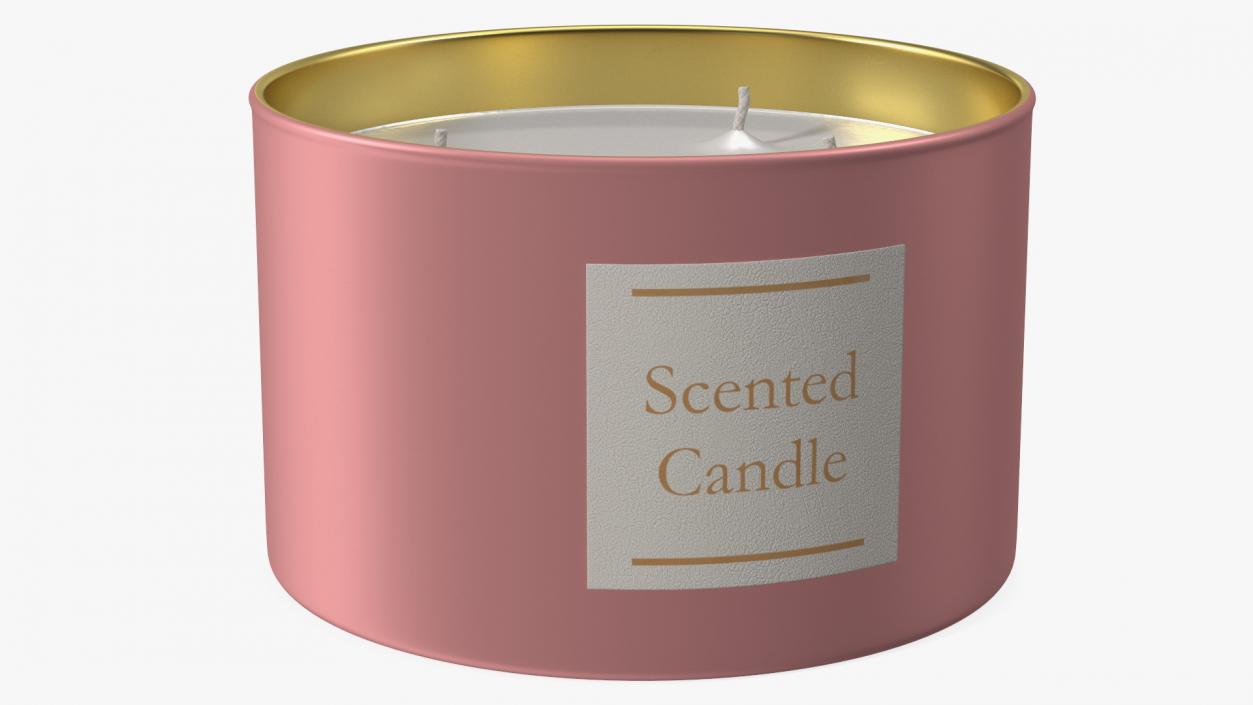 Scented Candle Pink with 3 Wicks 3D