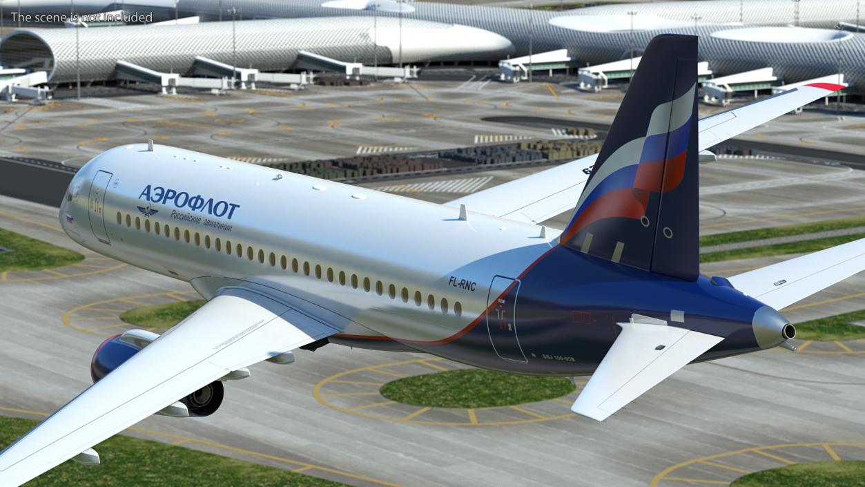 3D model Sukhoi Superjet 100 95lr Aeroflot Flight